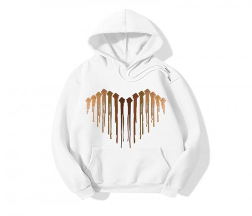 Foreign trade plus velvet hooded sweater women popular heart shaped fist printing long sleeved sweater loose, fall and winter