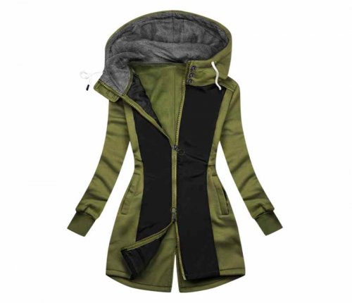 New Ladies Jacket  Autumn Winter Women Clothing Stitching Zipper Coat Fashion Soft Hooded Outwear Jackets
