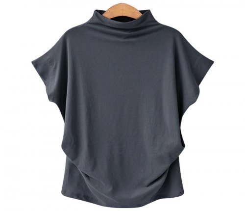 Summer Short sleeved Female t shirt Plus Large Size 5xl 6xl Loose Casual Tops Half High Collar Tee shirts For Women