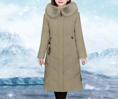 Women's Long Winter Coat With Hood Long Sleeve Warm Down Coat With Pockets Quilted Down Jacket Quilted Outdoor Jacket