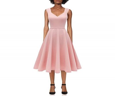 Women Tea Dress for Vintage Cocktail Party, Modest Aline Dresses, Church & Prom