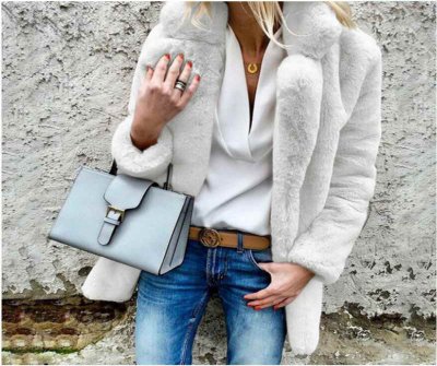 Winter Solid Color Thick  Fur Lapel Coat  Fashion Open Point Outwear Female Luxury Long Sleeve Warm Thick Fluffy Jacket Coat