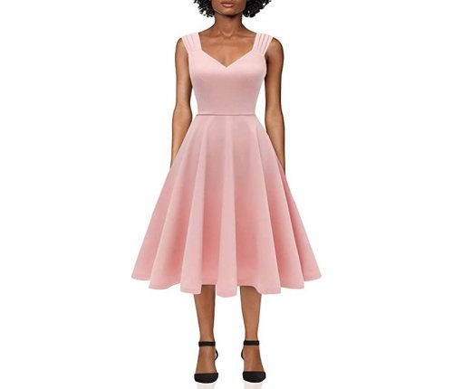 Women Tea Dress for Vintage Cocktail Party, Modest Aline Dresses, Church & Prom