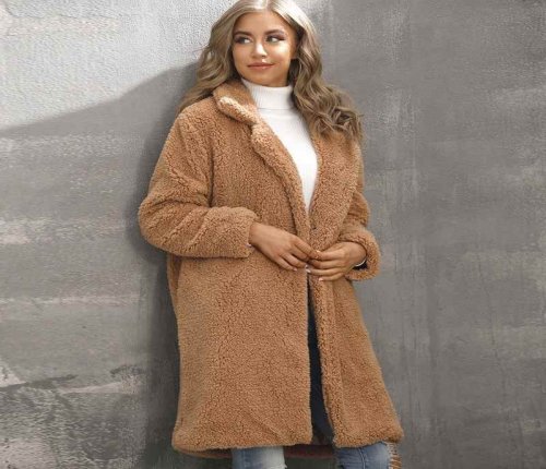 Dresses for Women Autumn and Winter Women's Suit Collar Imitation Fur Women's Medium and Long Plush Fur Coat Women's Coat