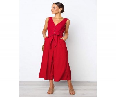 Summer Sexy Strapless Jumpsuit Women V Neck Sleeveless Jumpsuit Casual Loose Women Jumpsuit