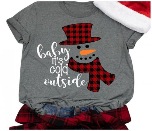 Womens tops and blouses Fashion Christmas Santa Letter Print Short Sleeve O Neck Shirt Tunic Blouse Tops roupa feminina 5