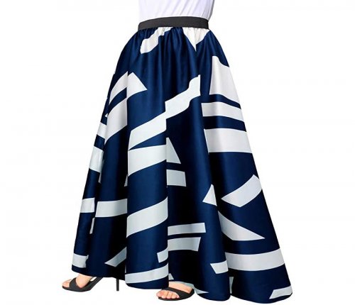 Women's Chiffon Stripe Maxi Skirt High Waist Mopping Floor Skirts